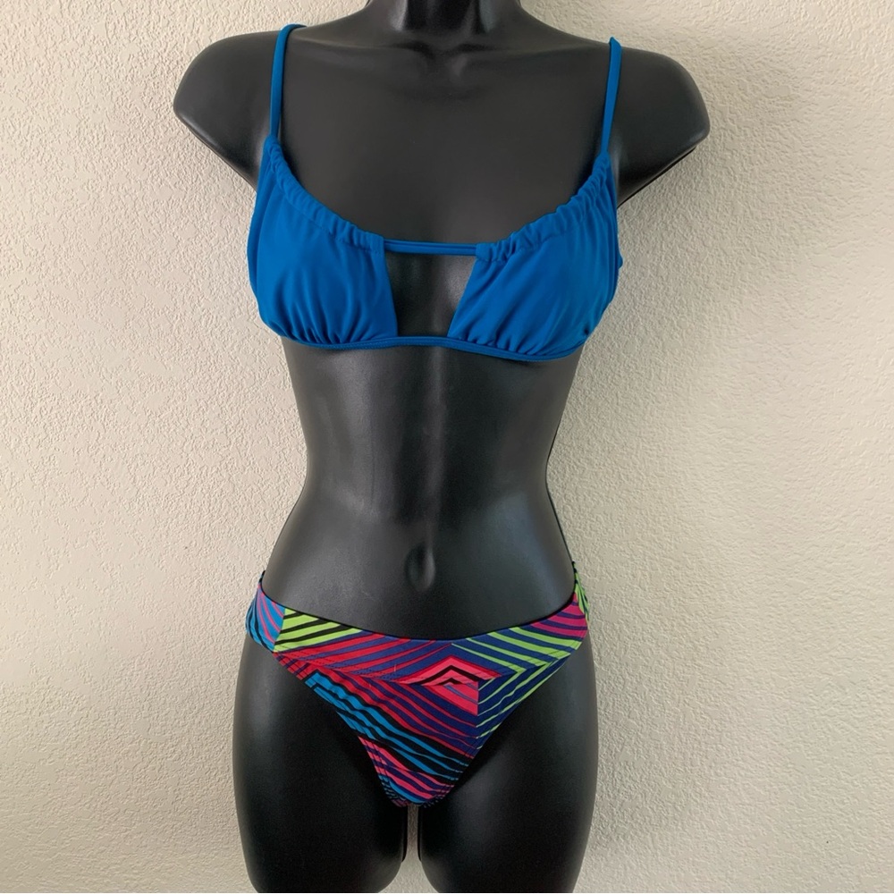 BILLABONG Bikini Size S Soul Searcher Bottom High Rise Stripe Zaful Blue Top